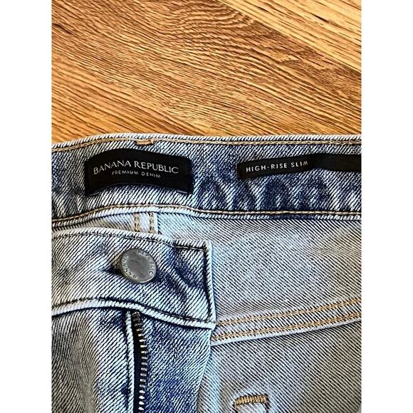 Banana Republic jeans sz 31 high rise vintage slim distressed light wash denim - Picture 5 of 10
